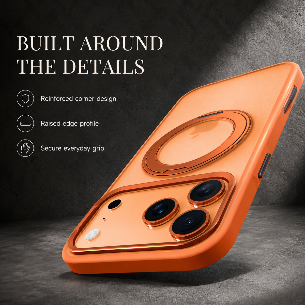 Premium iPhone Case MagSafe Magnetic 360 Rotating Stand Metal Lens Guard Skin Feel Shockproof Slim Fit Anti Drop Non Slip Durable Protective Phone Cover Case