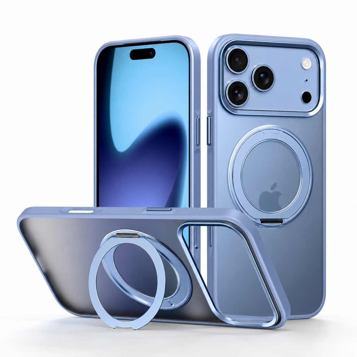 Premium iPhone Case MagSafe Magnetic 360 Rotating Stand Metal Lens Guard Skin Feel Shockproof Slim Fit Anti Drop Non Slip Durable Protective Phone Cover Case