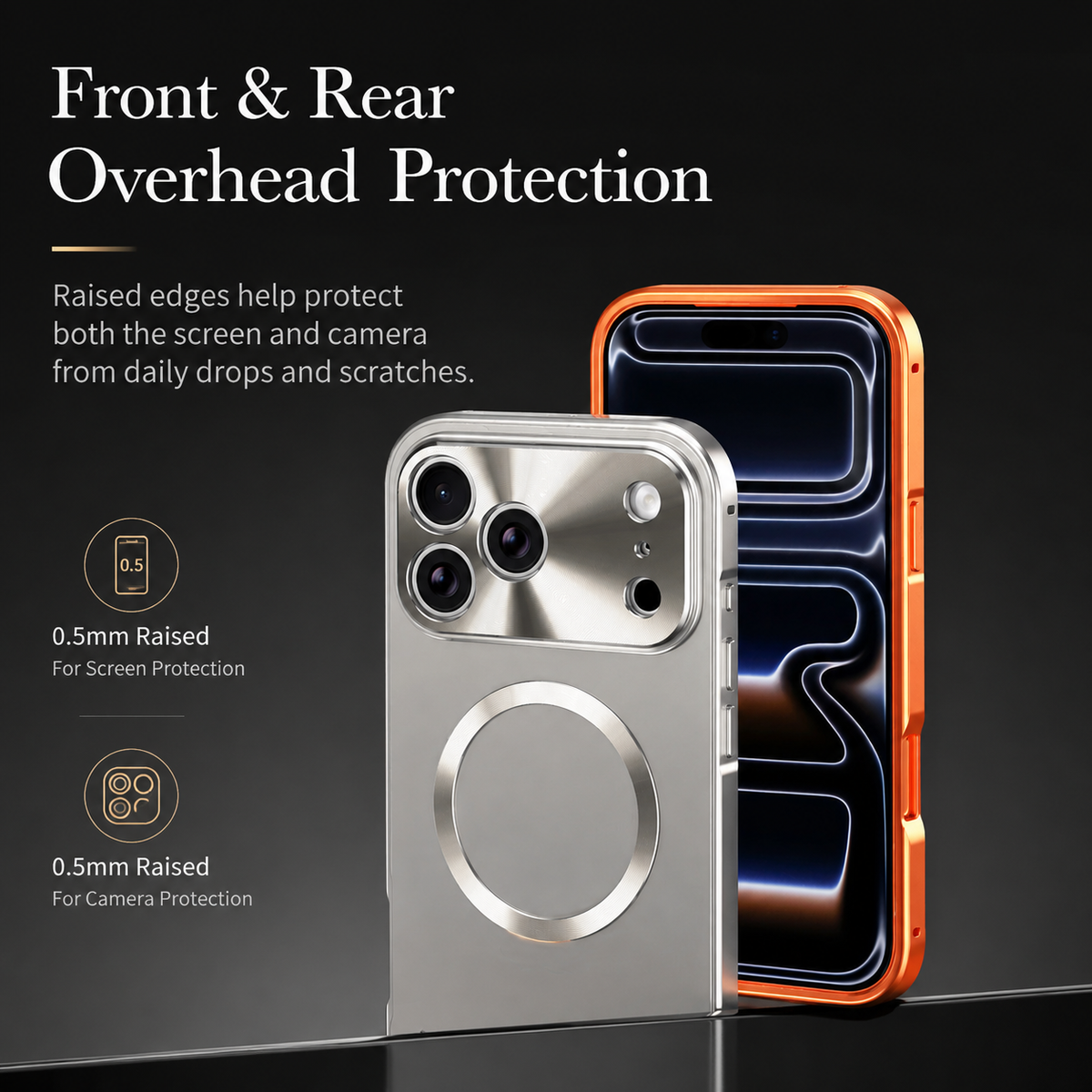 Premium iPhone Case MagSafe Magnetic Aluminum Frame Frosted Matte Back Shockproof Cover Camera Lens Protection Ultra Thin Slim Lightweight Full Guard