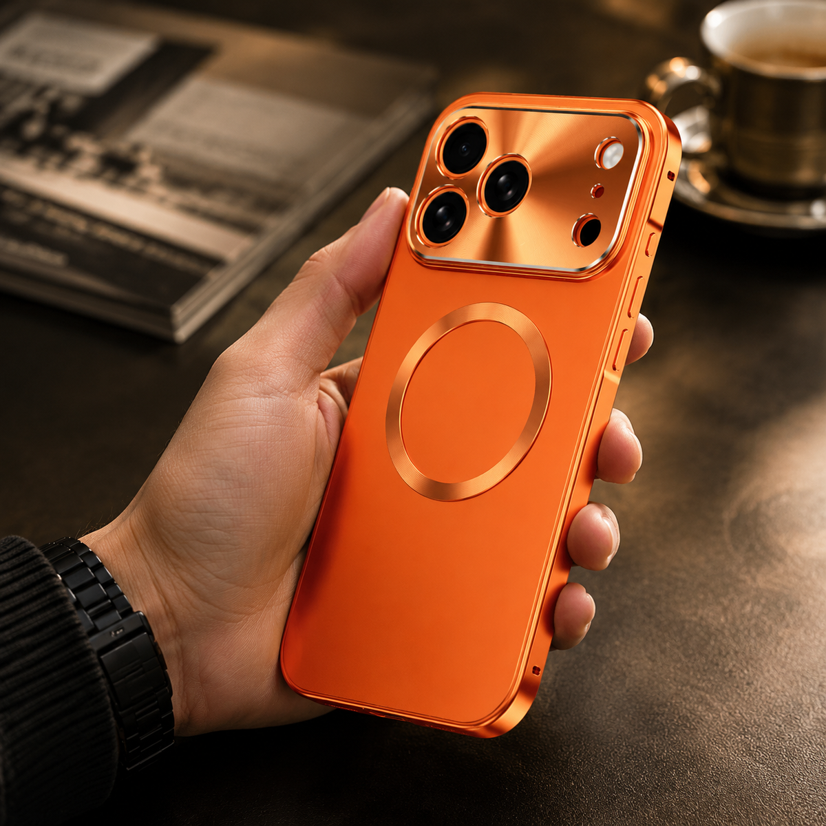 Premium iPhone Case MagSafe Magnetic Aluminum Frame Frosted Matte Back Shockproof Cover Camera Lens Protection Ultra Thin Slim Lightweight Full Guard