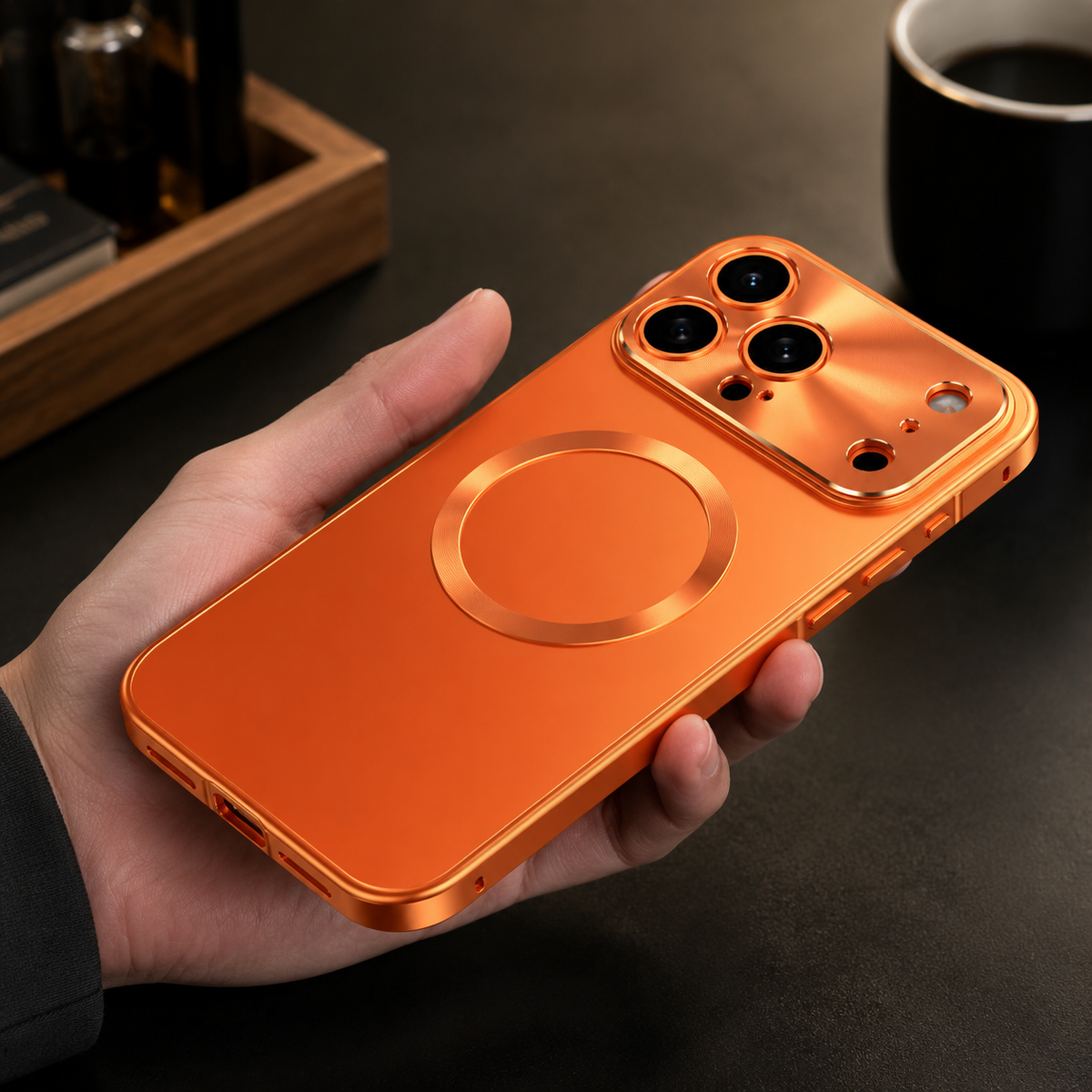 Premium iPhone Case MagSafe Magnetic Aluminum Frame Frosted Matte Back Shockproof Cover Camera Lens Protection Ultra Thin Slim Lightweight Full Guard