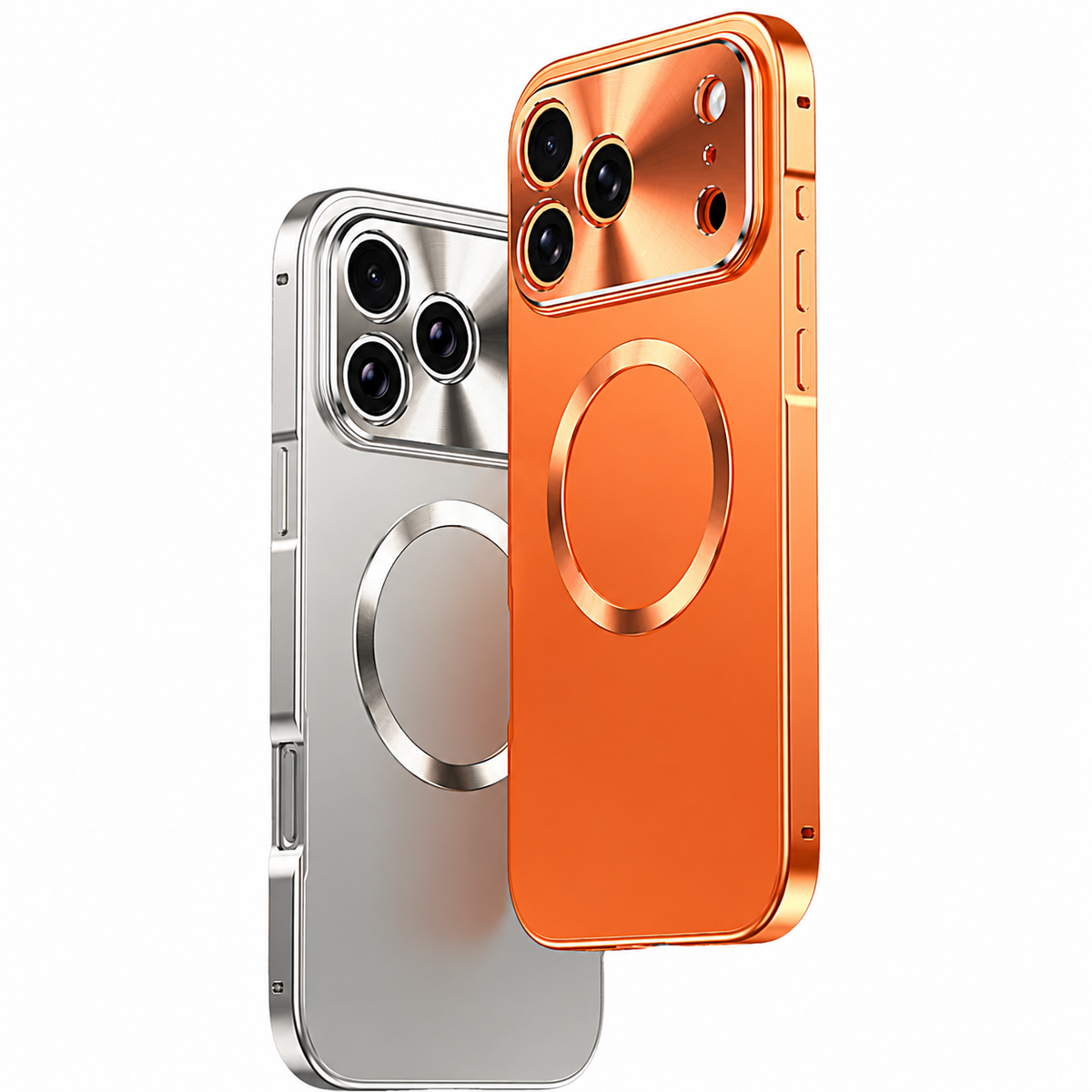 Premium iPhone Case MagSafe Magnetic Aluminum Frame Frosted Matte Back Shockproof Cover Camera Lens Protection Ultra Thin Slim Lightweight Full Guard