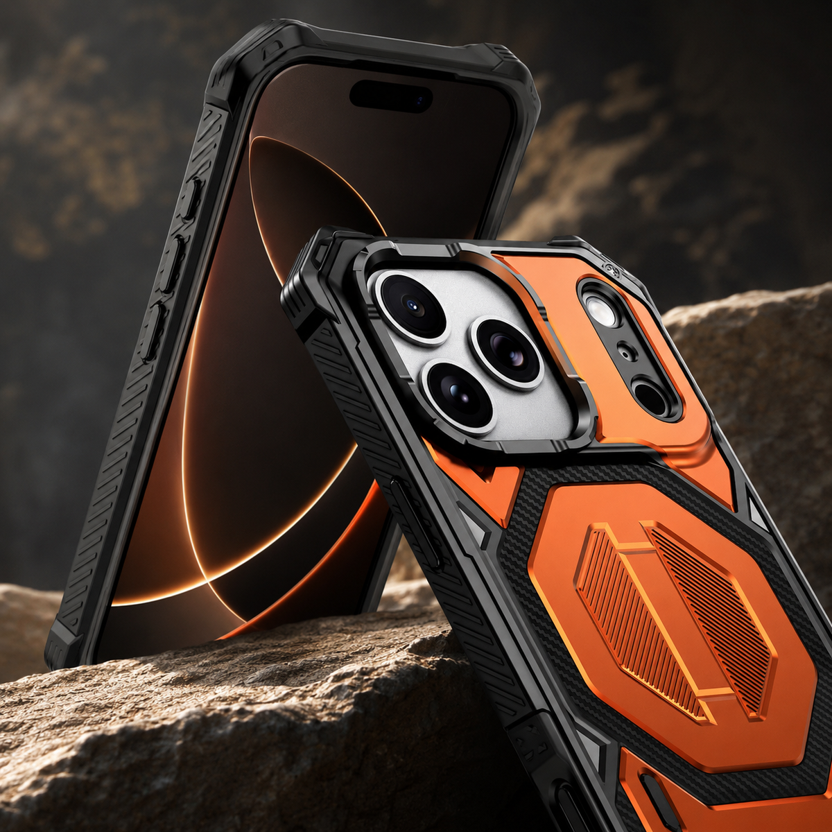 Premium iPhone Case MagSafe Magnetic Armor Metal Stand Shockproof PC TPU Dual Layer Heavy Duty Anti Scratch Matte Non Slip Protective Bumper Cover