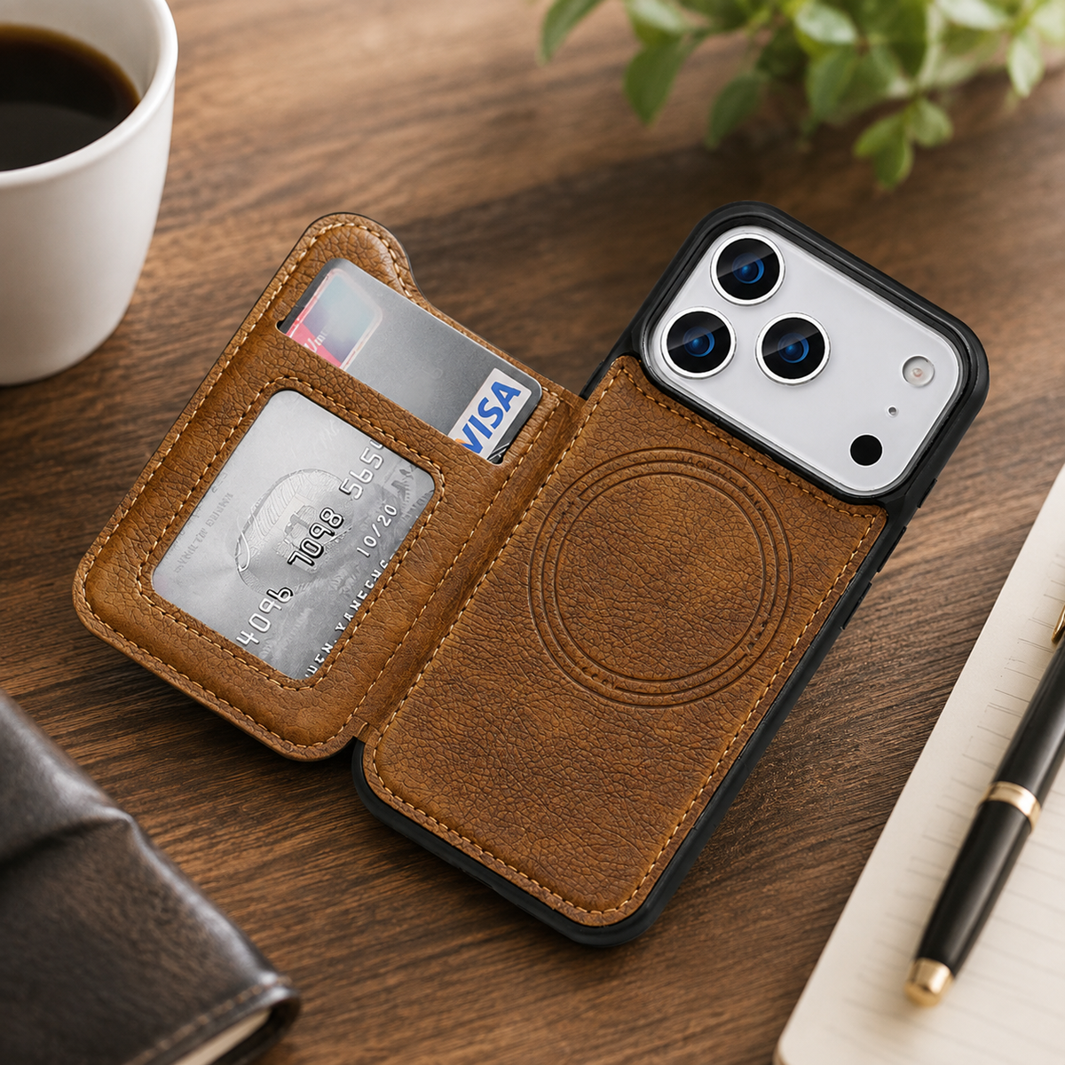 Premium iPhone Case MagSafe Magnetic Flip Wallet Leather Card Holder Shockproof Protective Cover Anti Fingerprint Full Access Slim Design