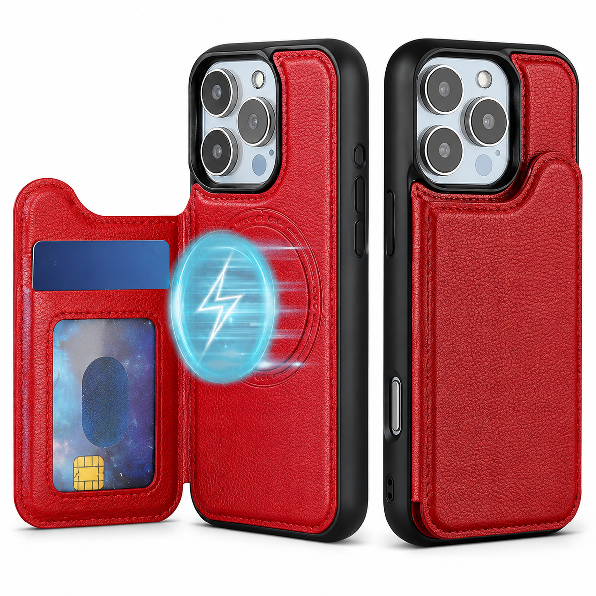 Premium iPhone Case MagSafe Magnetic Flip Wallet Leather Card Holder Shockproof Protective Cover Anti Fingerprint Full Access Slim Design
