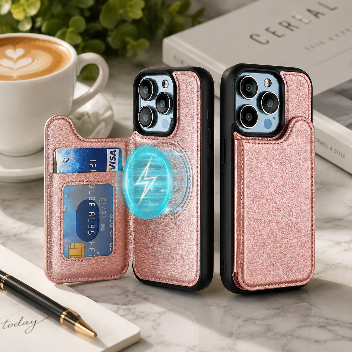 Premium iPhone Case MagSafe Magnetic Flip Wallet Leather Card Holder Shockproof Protective Cover Anti Fingerprint Full Access Slim Design