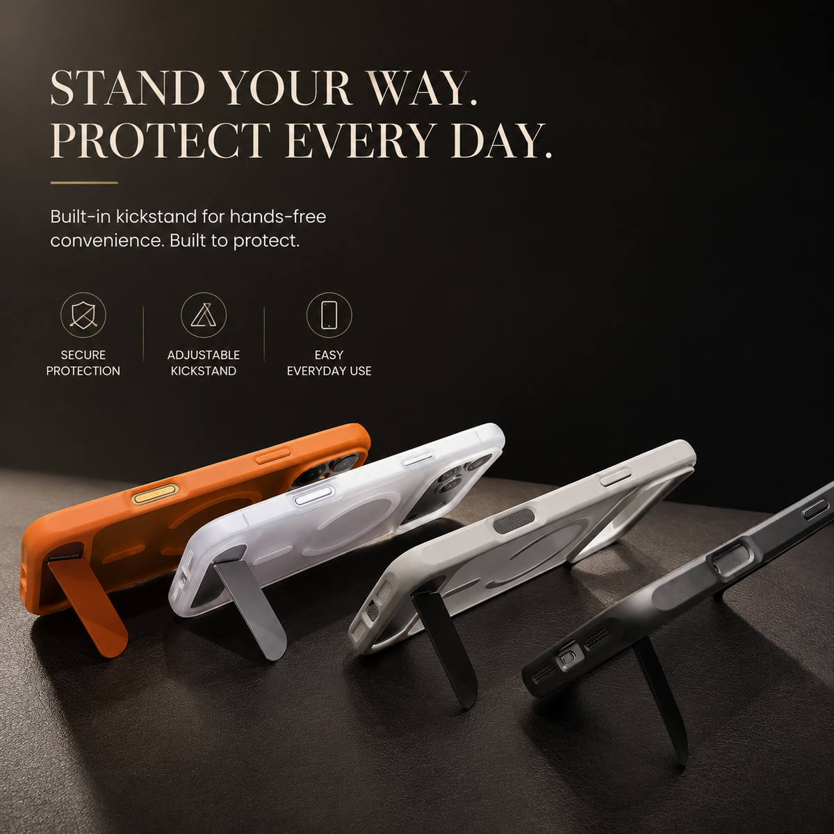 Premium iPhone Case MagSafe Magnetic Foldable Stand PC Matte Shockproof Protective Cover Anti Fingerprint Non Slip Half Wrapped Slim Design