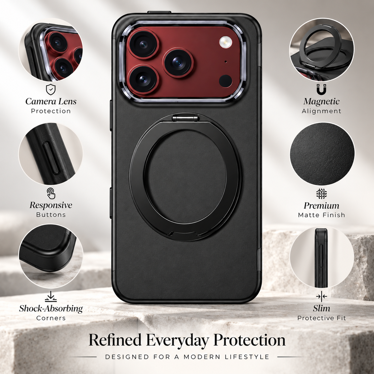 Premium iPhone Case MagSafe Magnetic Folding Stand Shockproof Durable Slim Protective Non Slip Tough Phone Cover with Hands Free Viewing Support