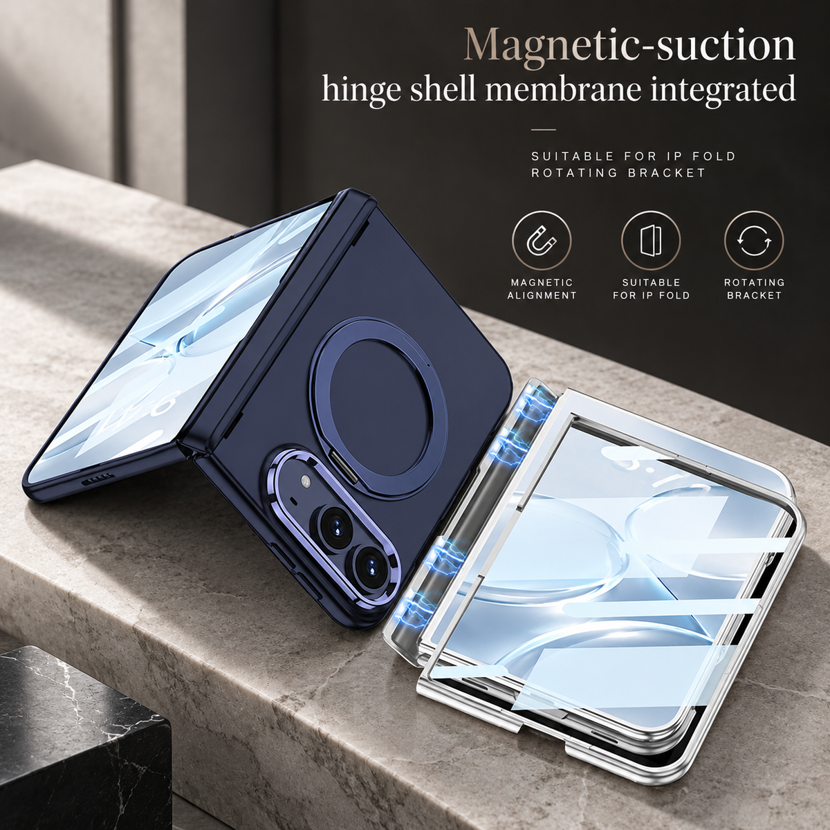 Premium iPhone Case MagSafe Magnetic Folding Stand Shockproof Durable Slim Protective Non Slip Tough Phone Cover with Hands Free Viewing Support