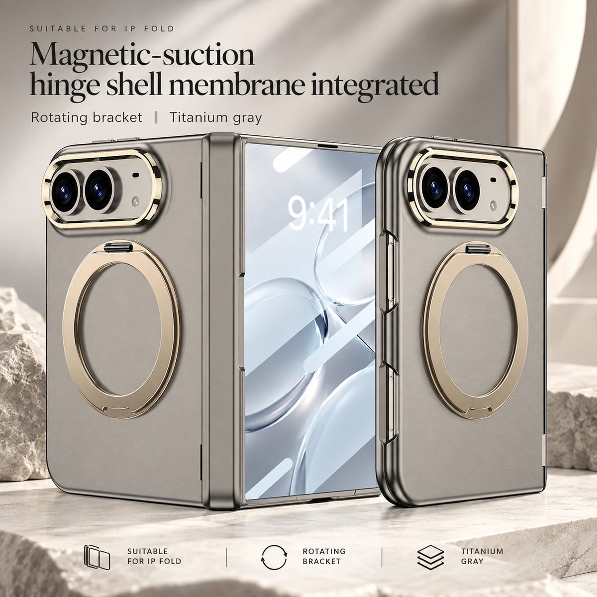 Premium iPhone Case MagSafe Magnetic Folding Stand Shockproof Durable Slim Protective Non Slip Tough Phone Cover with Hands Free Viewing Support