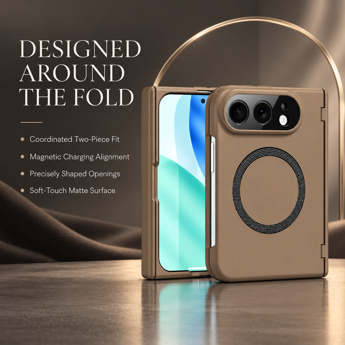 Premium iPhone Case MagSafe Magnetic Hard PC Foldable Cover Spring Hinge Guard Tempered Glass Shockproof Anti Drop Slim Durable Full Protection Phone Case
