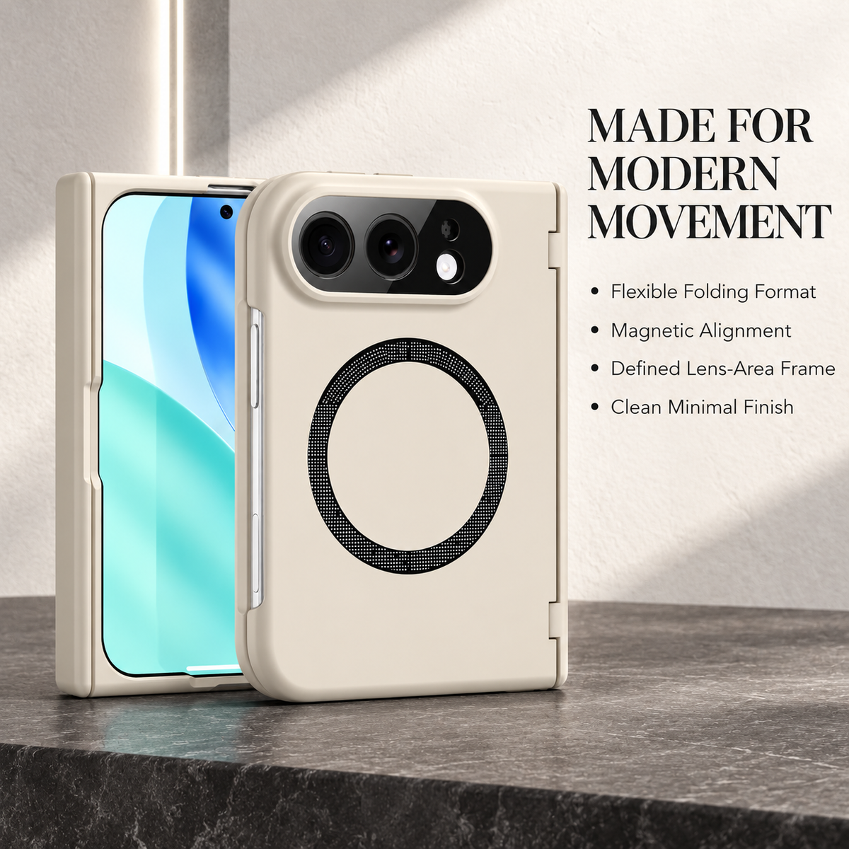 Premium iPhone Case MagSafe Magnetic Hard PC Foldable Cover Spring Hinge Guard Tempered Glass Shockproof Anti Drop Slim Durable Full Protection Phone Case