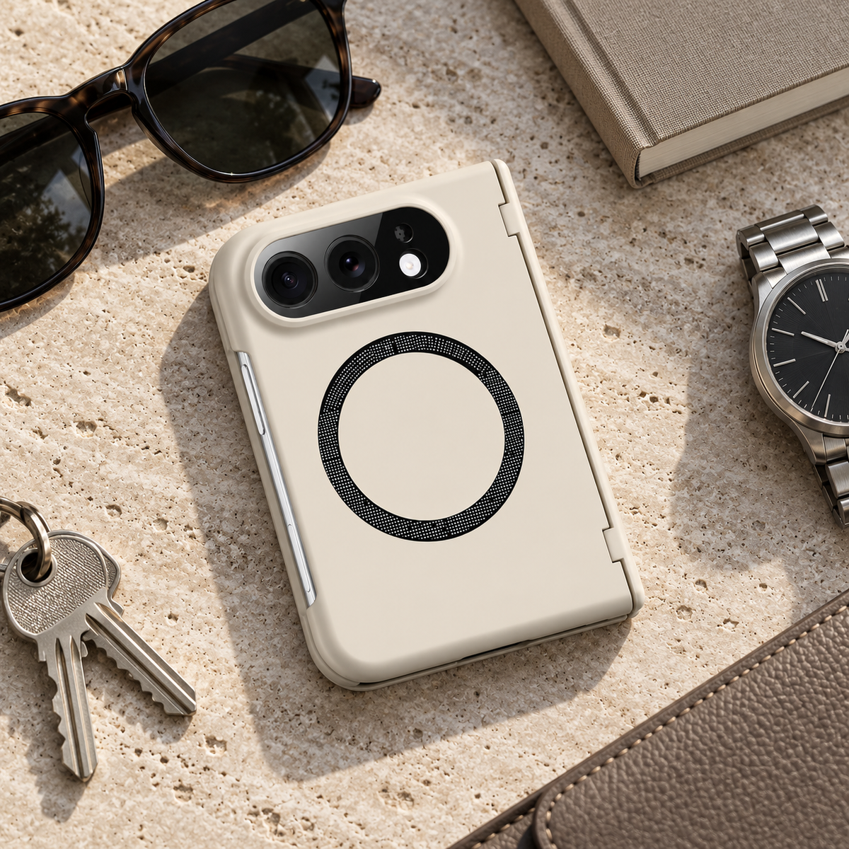Premium iPhone Case MagSafe Magnetic Hard PC Foldable Cover Spring Hinge Guard Tempered Glass Shockproof Anti Drop Slim Durable Full Protection Phone Case
