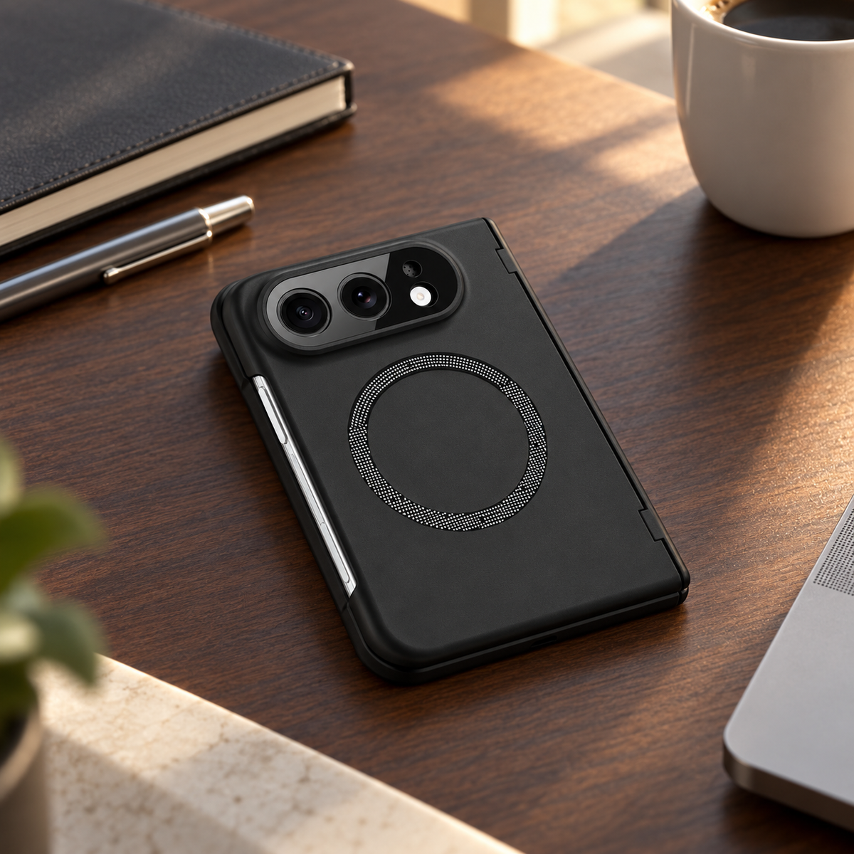 Premium iPhone Case MagSafe Magnetic Hard PC Foldable Cover Spring Hinge Guard Tempered Glass Shockproof Anti Drop Slim Durable Full Protection Phone Case