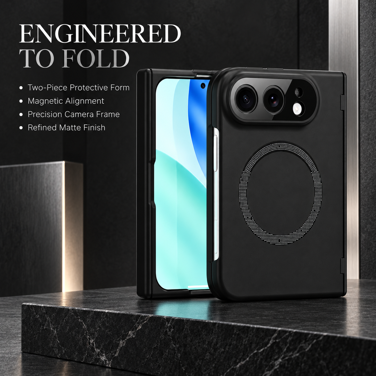 Premium iPhone Case MagSafe Magnetic Hard PC Foldable Cover Spring Hinge Guard Tempered Glass Shockproof Anti Drop Slim Durable Full Protection Phone Case