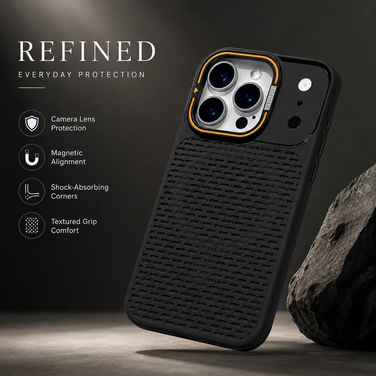 Premium iPhone Case MagSafe Magnetic Heat Dissipation Shockproof Acrylic Protective Cover Built In Holder Kickstand Slim Cooling Bumper Hard Back Case