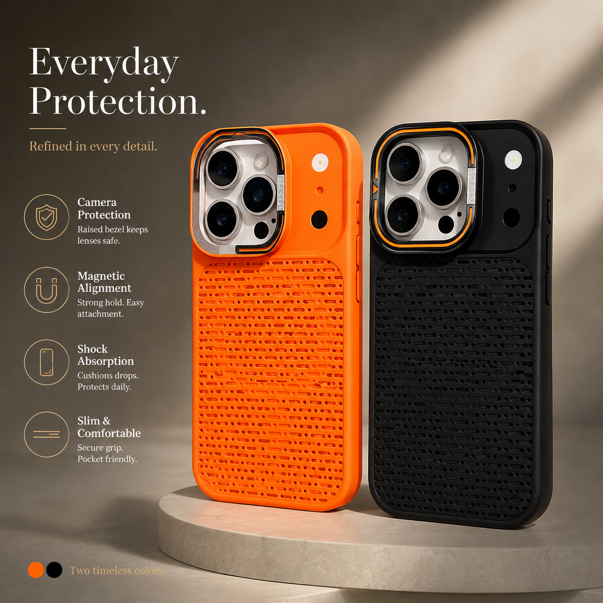 Premium iPhone Case MagSafe Magnetic Heat Dissipation Shockproof Acrylic Protective Cover Built In Holder Kickstand Slim Cooling Bumper Hard Back Case