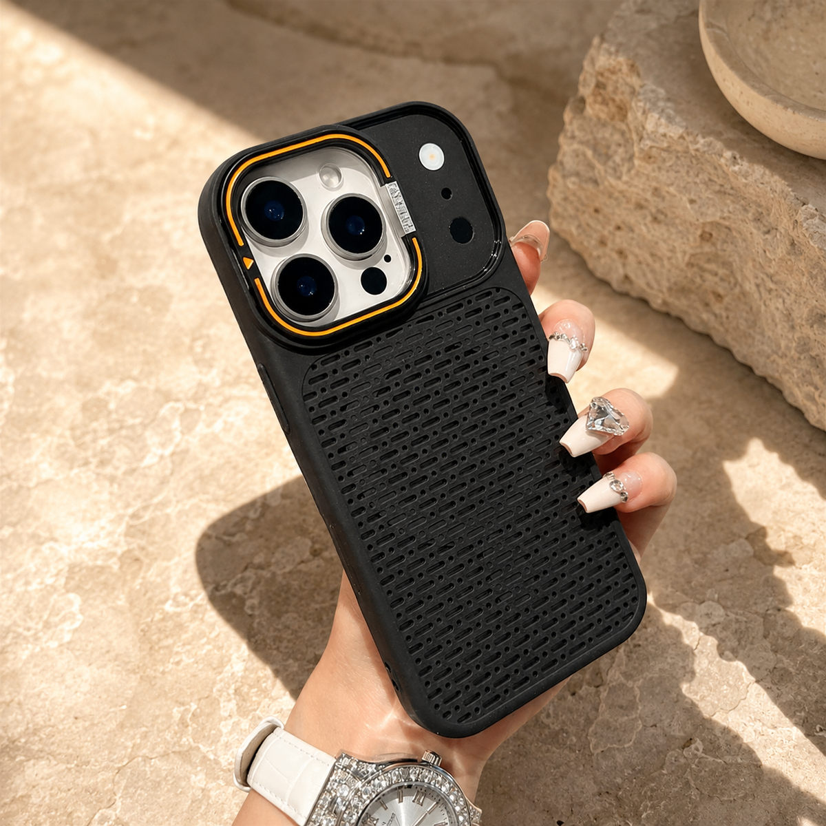 Premium iPhone Case MagSafe Magnetic Heat Dissipation Shockproof Acrylic Protective Cover Built In Holder Kickstand Slim Cooling Bumper Hard Back Case