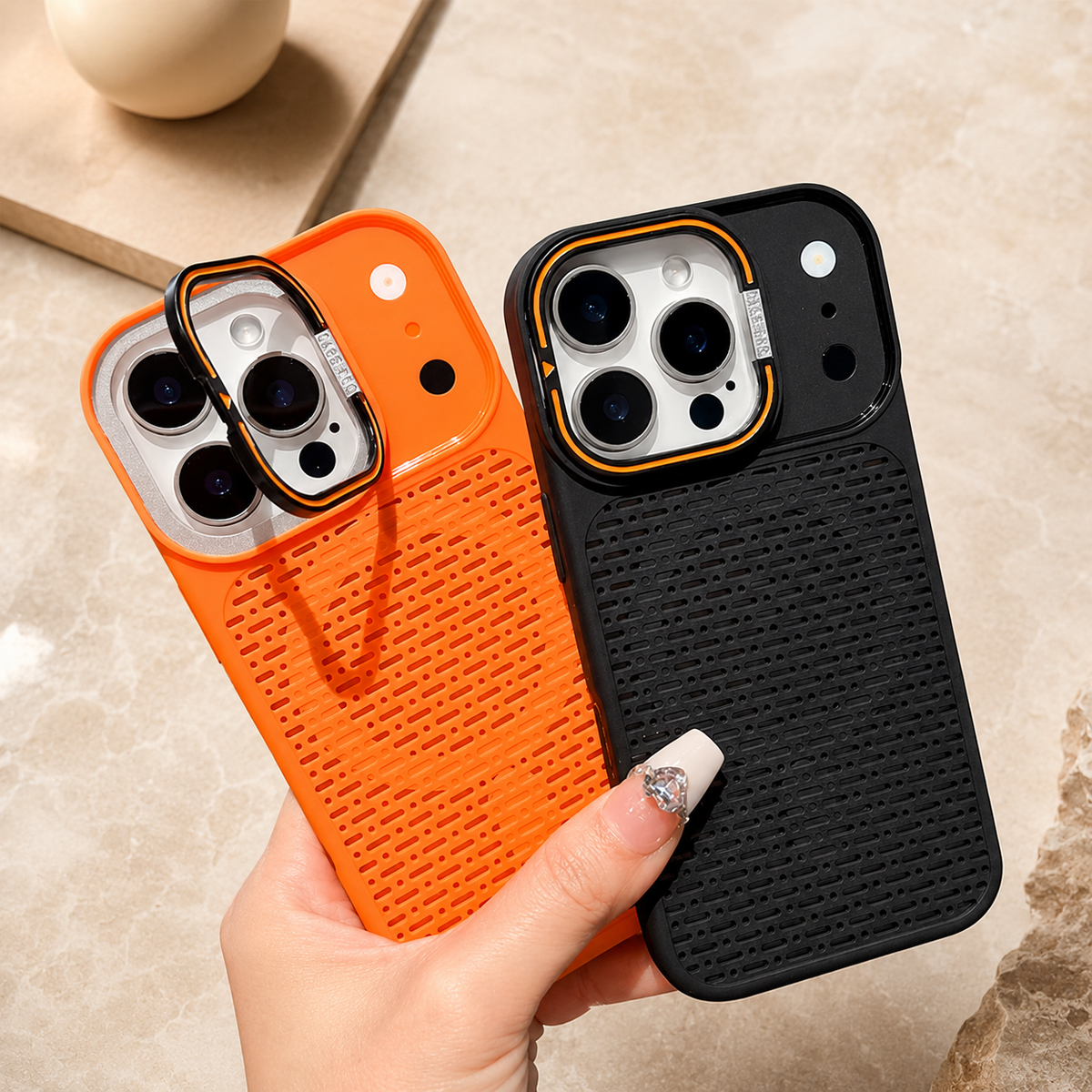 Premium iPhone Case MagSafe Magnetic Heat Dissipation Shockproof Acrylic Protective Cover Built In Holder Kickstand Slim Cooling Bumper Hard Back Case