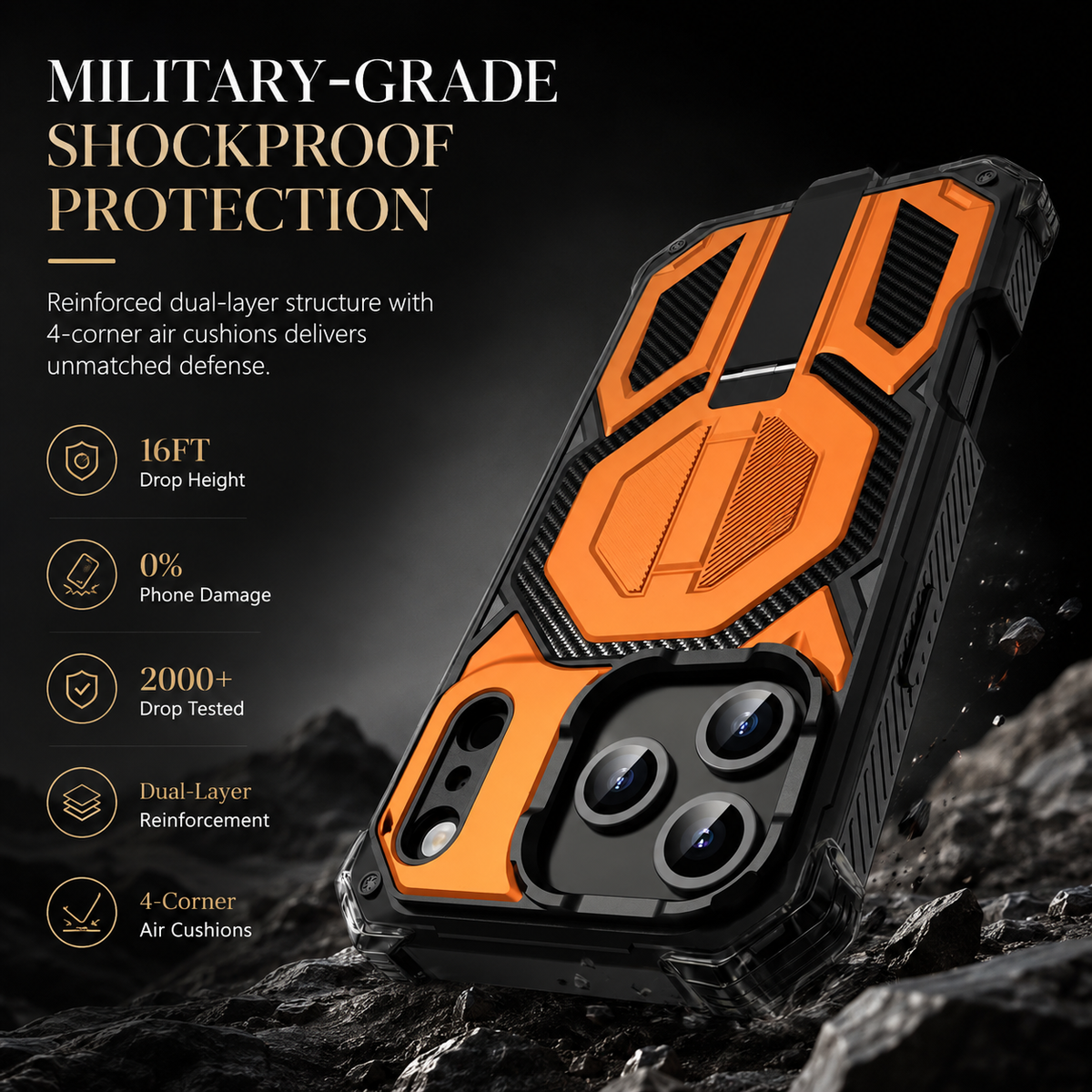Premium iPhone Case MagSafe Magnetic Heavy Duty Shockproof Protective Cover Dual Layer Ring Lanyard Anti Scratch Non Slip Full Coverage Armor Case