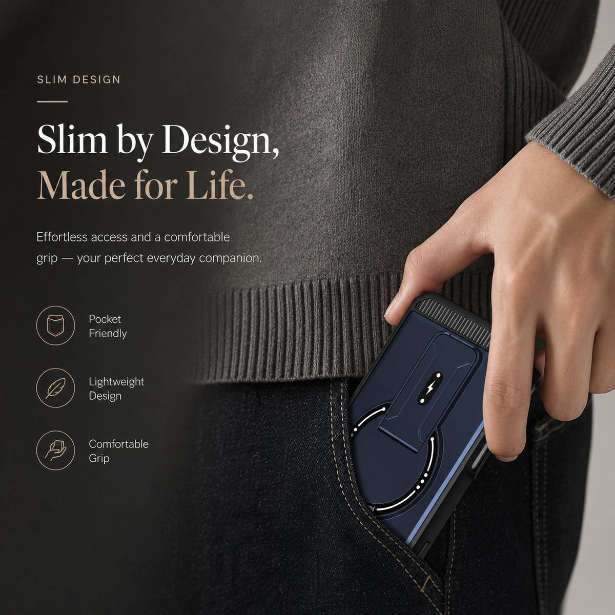 Premium iPhone Case MagSafe Magnetic Kickstand Carbon Fiber Leather Protective Cover Camera Lens Protection Shockproof Slim Non Slip Stand Holder Case