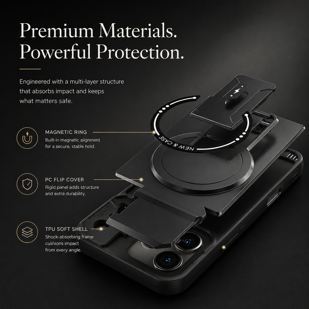Premium iPhone Case MagSafe Magnetic Kickstand Carbon Fiber Leather Protective Cover Camera Lens Protection Shockproof Slim Non Slip Stand Holder Case