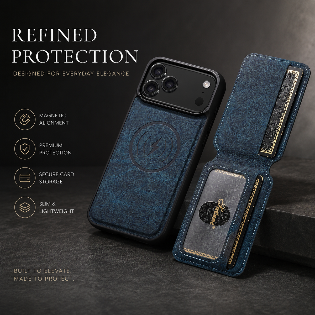 Premium iPhone Case MagSafe Magnetic PU Leather Wallet Card Holder Stand Wireless Charging Protective Cover Slim Non Slip Shockproof Business Case