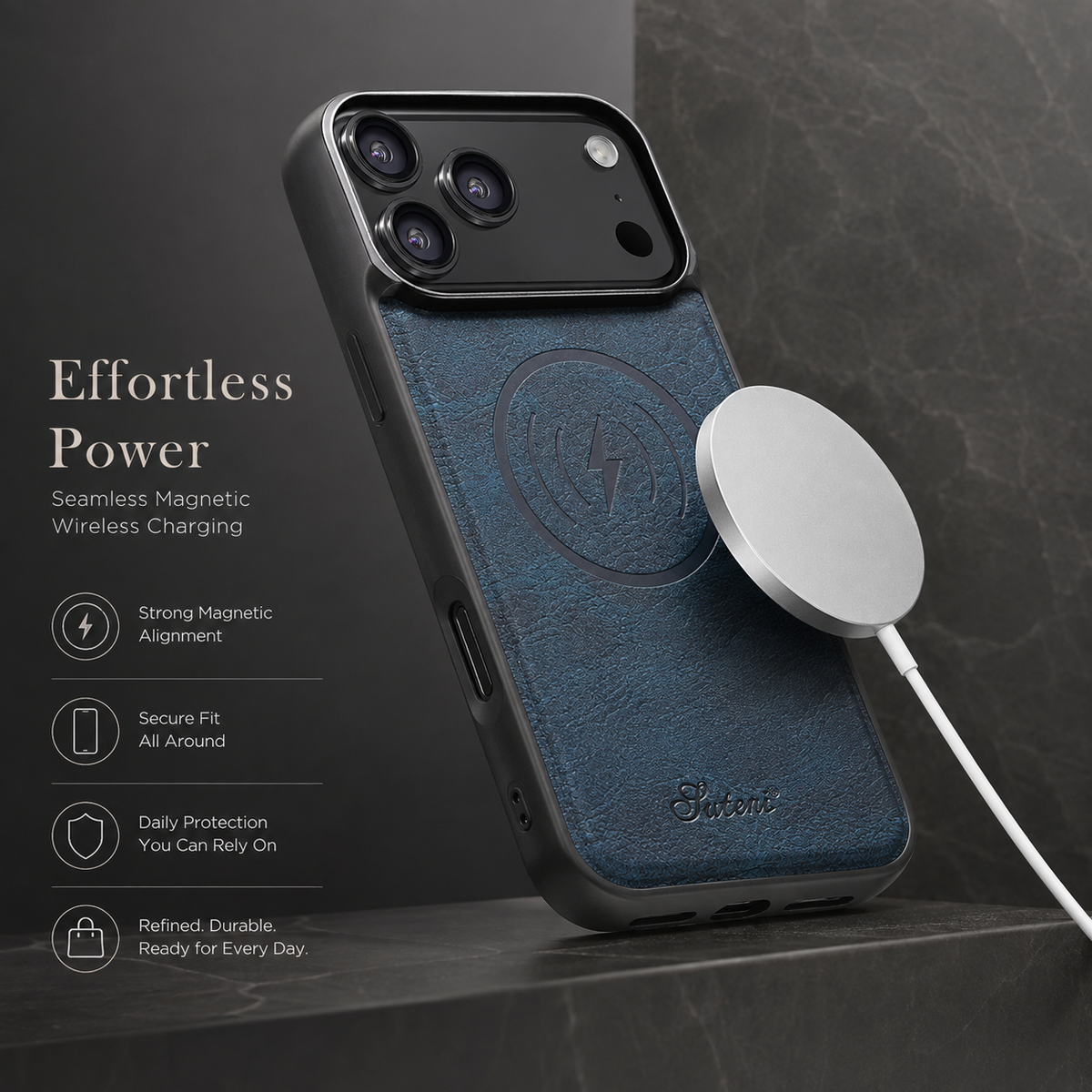 Premium iPhone Case MagSafe Magnetic PU Leather Wallet Card Holder Stand Wireless Charging Protective Cover Slim Non Slip Shockproof Business Case