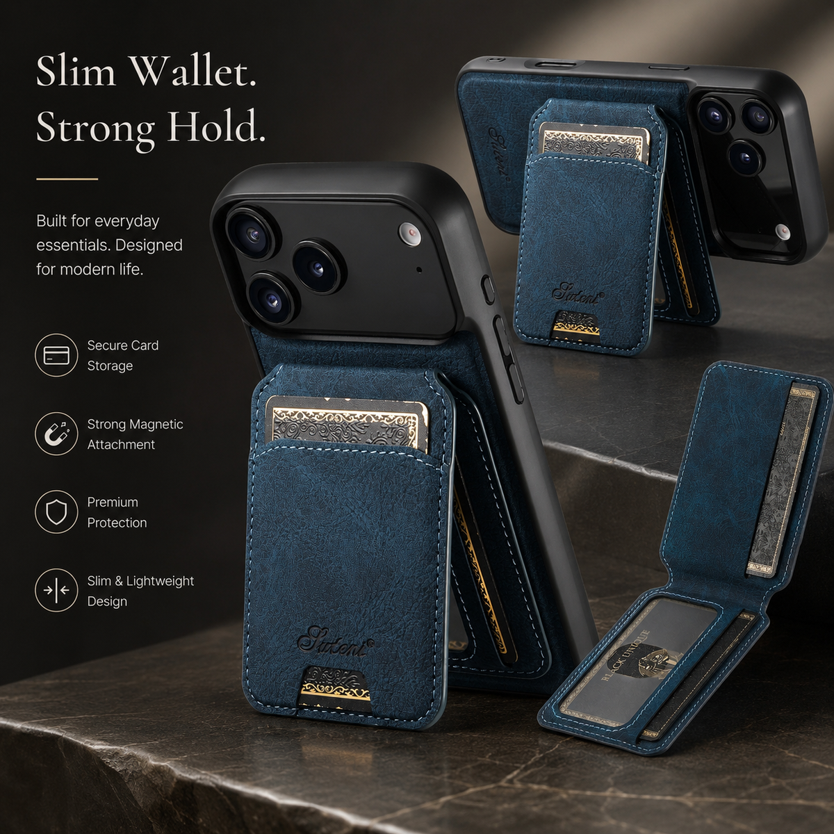 Premium iPhone Case MagSafe Magnetic PU Leather Wallet Card Holder Stand Wireless Charging Protective Cover Slim Non Slip Shockproof Business Case
