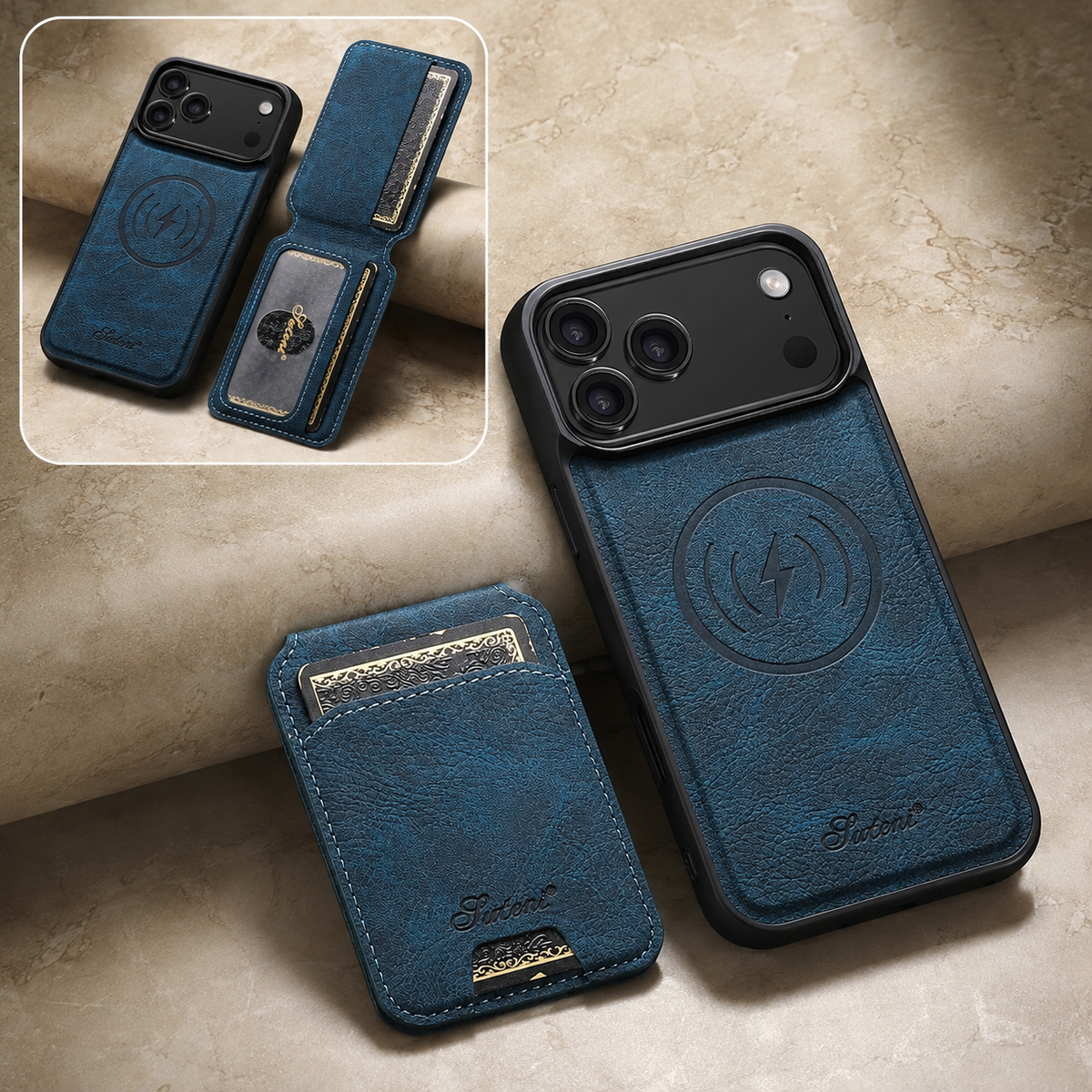 Premium iPhone Case MagSafe Magnetic PU Leather Wallet Card Holder Stand Wireless Charging Protective Cover Slim Non Slip Shockproof Business Case
