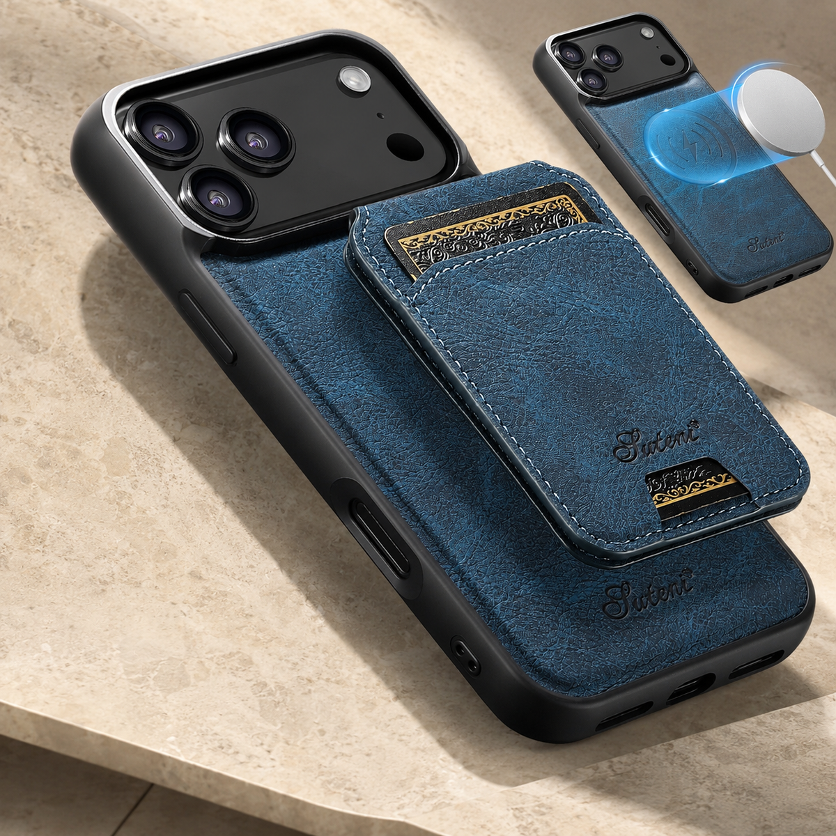 Premium iPhone Case MagSafe Magnetic PU Leather Wallet Card Holder Stand Wireless Charging Protective Cover Slim Non Slip Shockproof Business Case