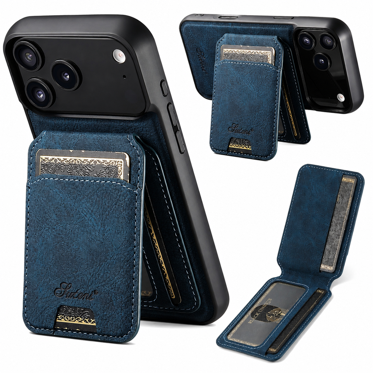 Premium iPhone Case MagSafe Magnetic PU Leather Wallet Card Holder Stand Wireless Charging Protective Cover Slim Non Slip Shockproof Business Case