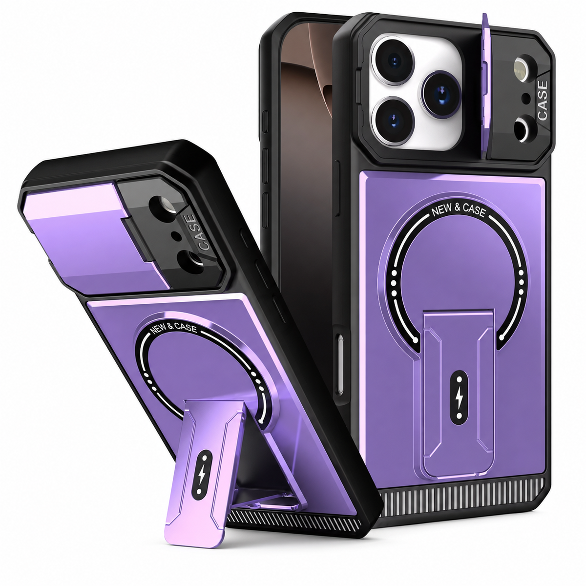 Premium iPhone Case MagSafe Magnetic Shockproof Armor Protective Cover PC Kickstand Bracket Anti Scratch Non Slip Slim Rugged Reinforced Bumper Case