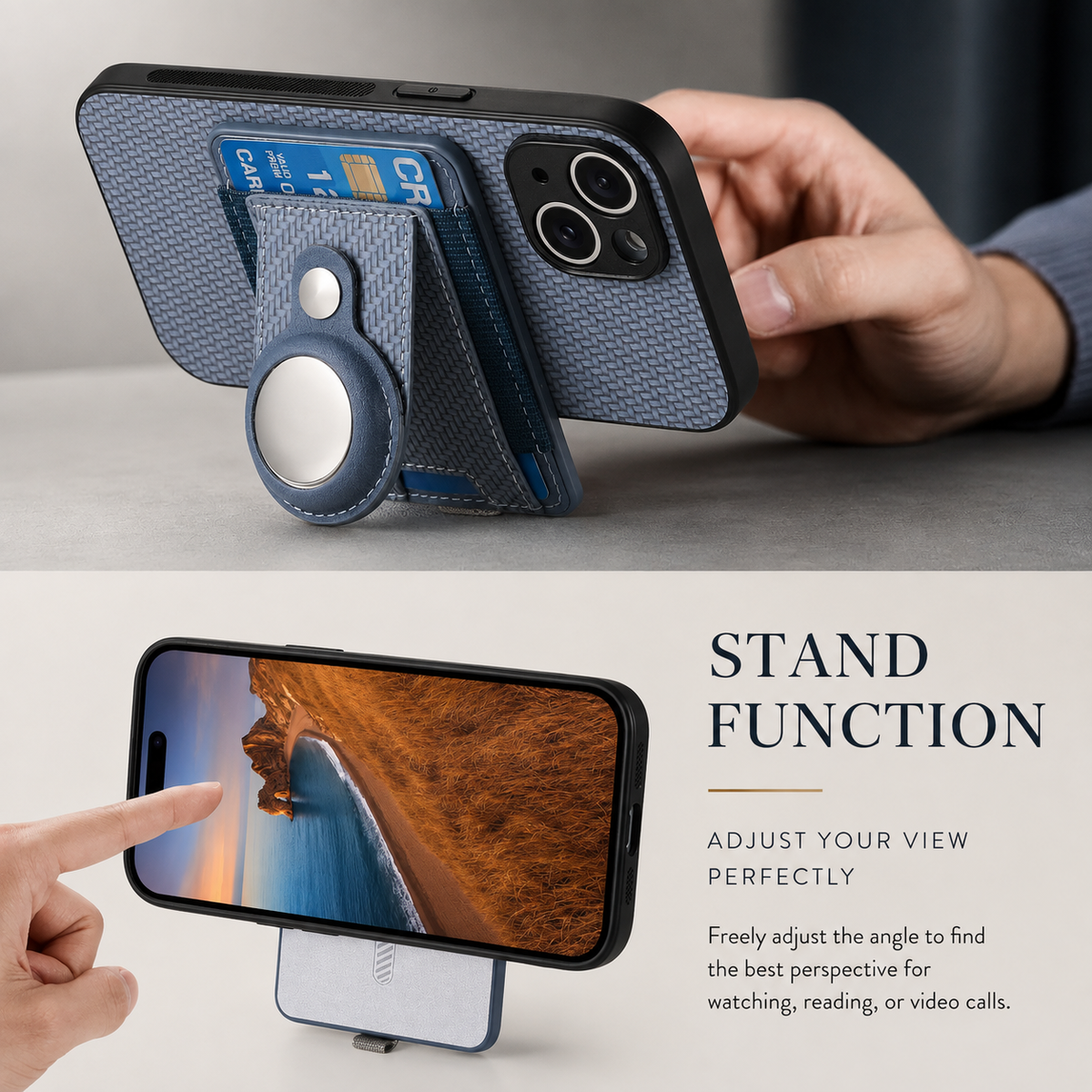 Premium iPhone Case MagSafe Magnetic Wallet Cover AirTag Card Holder Shockproof Anti Scratch Non-Slip PC + TPU Protective Wireless Charging Slim Design