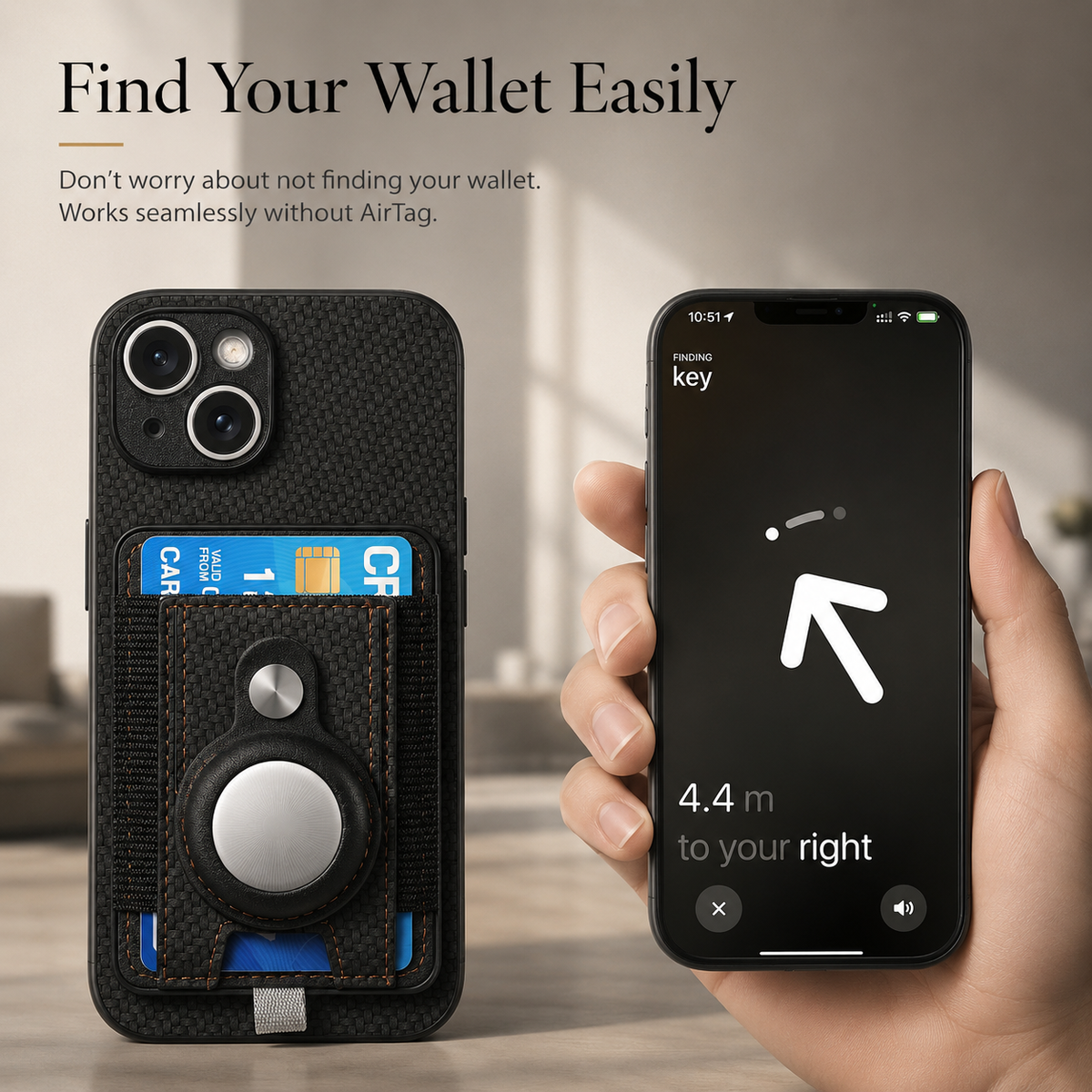 Premium iPhone Case MagSafe Magnetic Wallet Cover AirTag Card Holder Shockproof Anti Scratch Non-Slip PC + TPU Protective Wireless Charging Slim Design