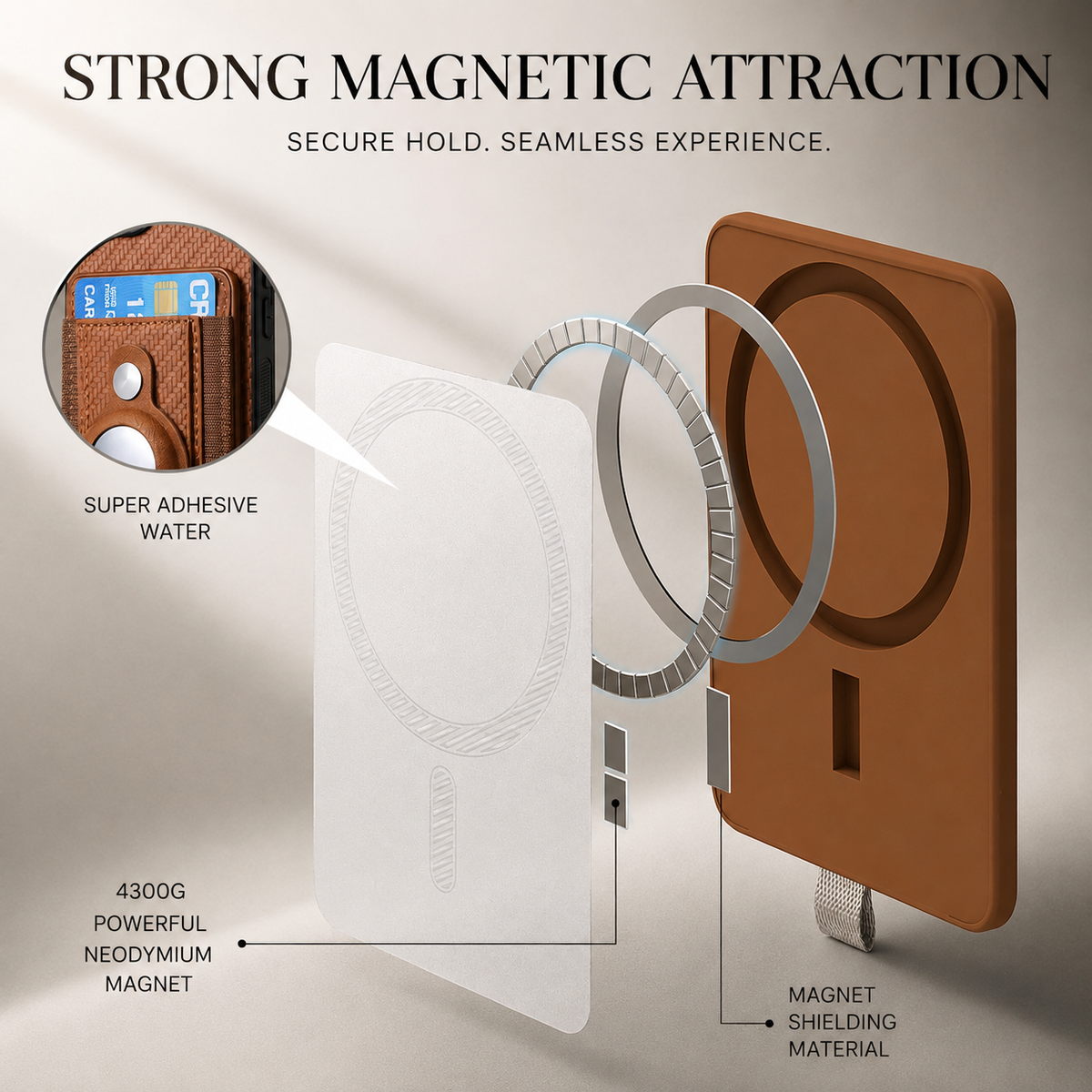 Premium iPhone Case MagSafe Magnetic Wallet Cover AirTag Card Holder Shockproof Anti Scratch Non-Slip PC + TPU Protective Wireless Charging Slim Design