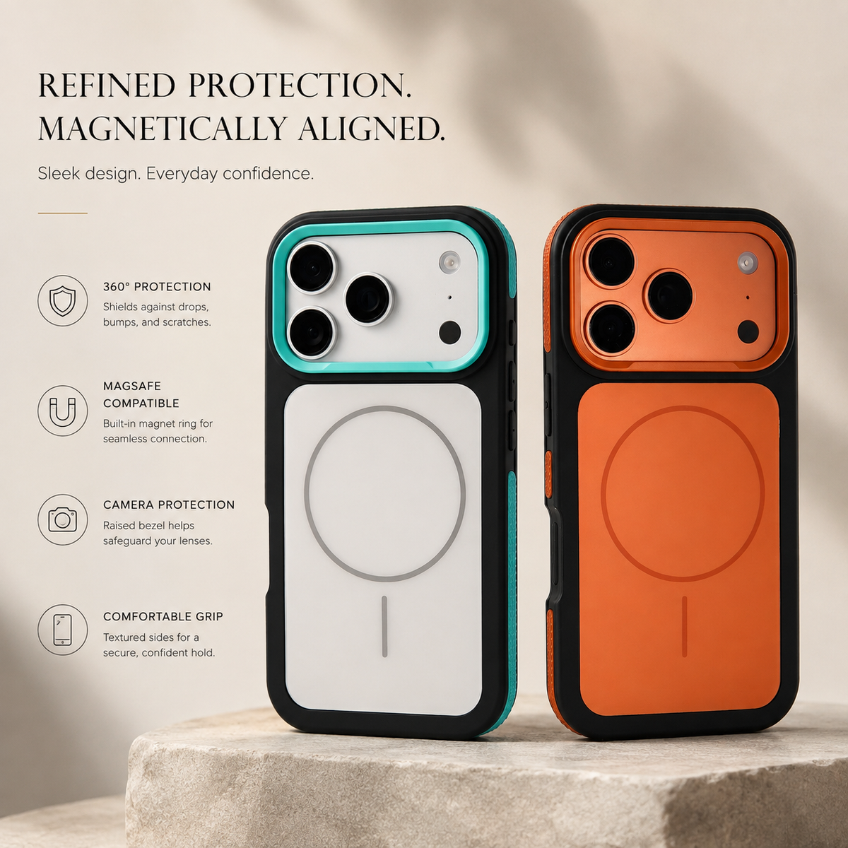 Premium iPhone Case MagSafe Matte Frosted Magnetic Shockproof Protective Cover PC Armor Anti Scratch Non Slip Slim Contrast Color Full Coverage Design
