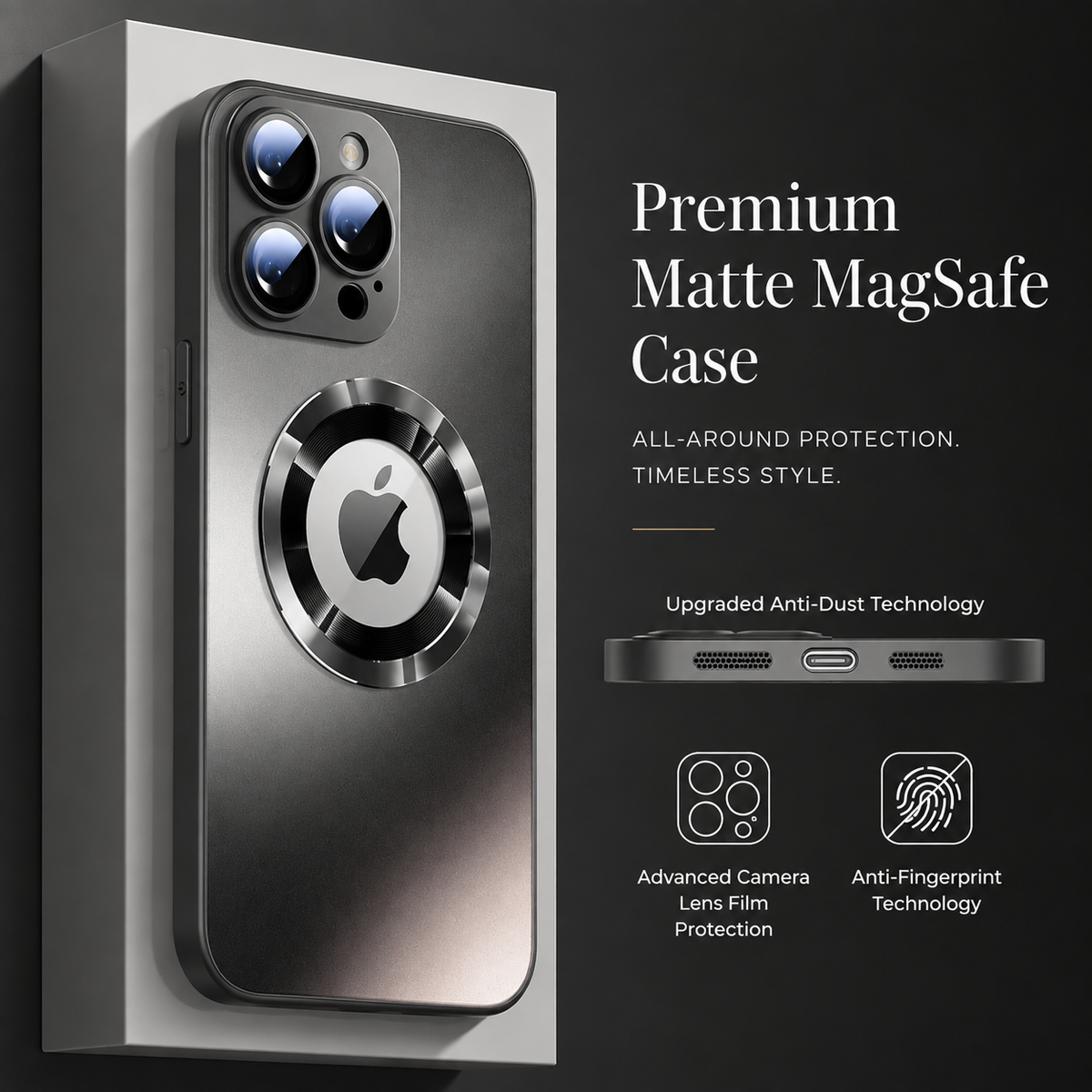 Premium iPhone Case MagSafe Matte Shockproof Protective Cover Camera Lens Protection Magnetic Slim Anti Scratch Soft Grip Full Coverage Minimal Design
