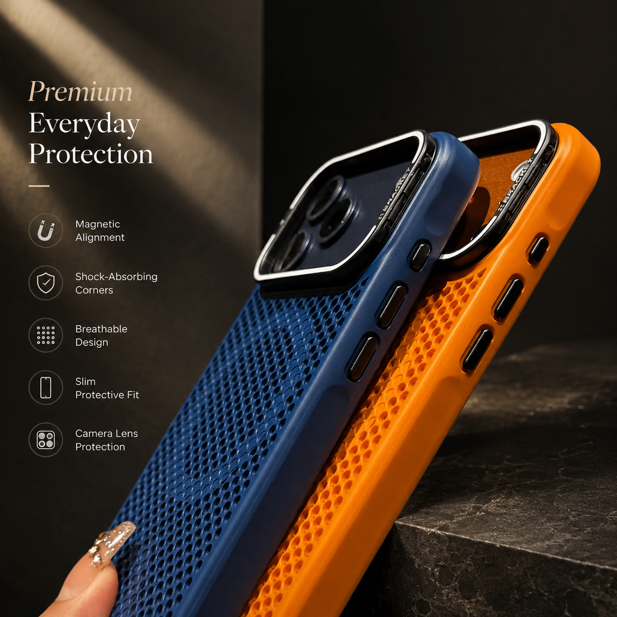 Premium iPhone Case MagSafe Mesh Cooling Magnetic Protective Cover Camera Mount Holder Shockproof Anti Scratch Matte Non Slip Heat Dissipation Tough Case