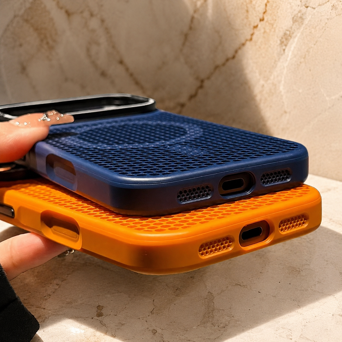 Premium iPhone Case MagSafe Mesh Cooling Magnetic Protective Cover Camera Mount Holder Shockproof Anti Scratch Matte Non Slip Heat Dissipation Tough Case