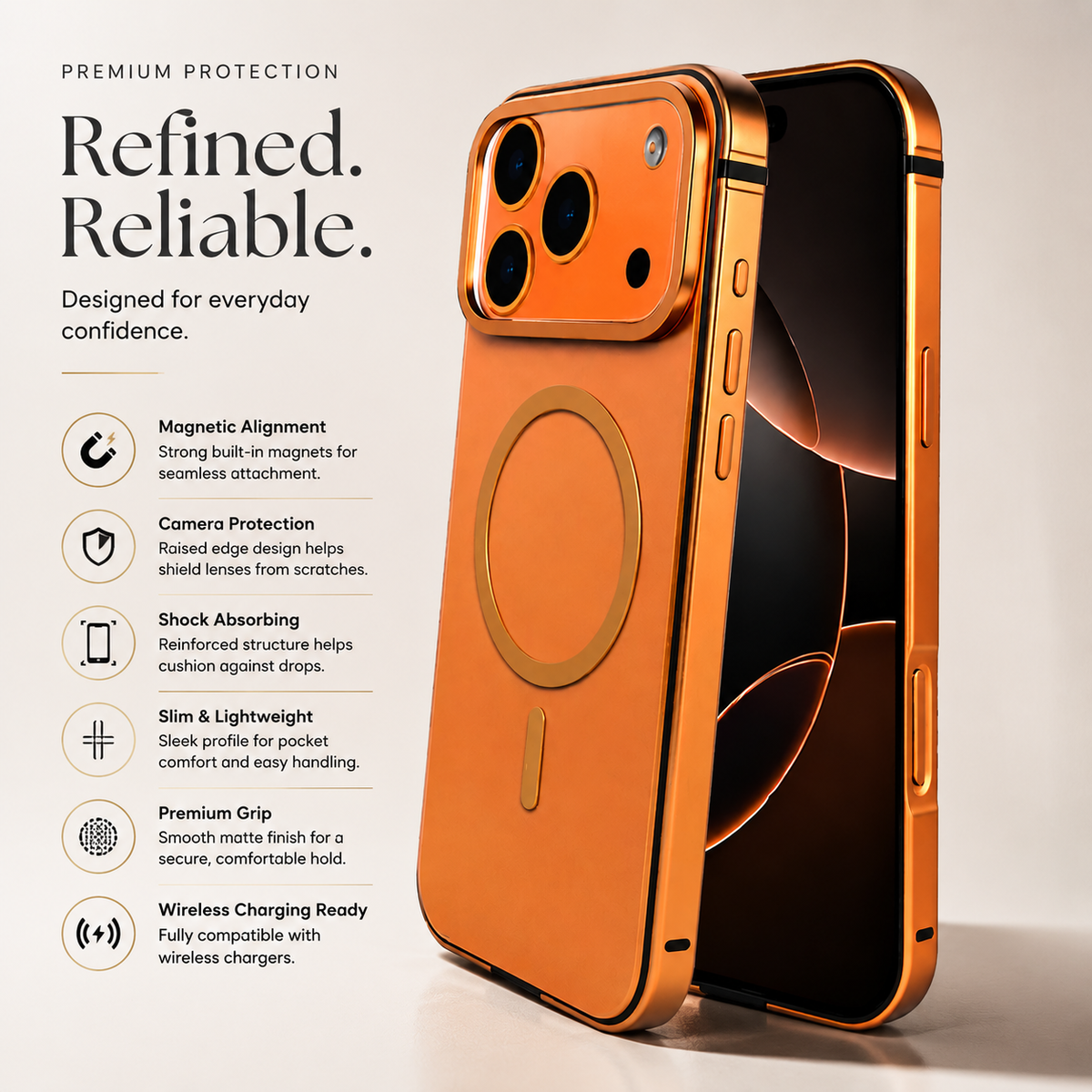 Premium iPhone Case MagSafe Metal Frame Aluminum Alloy Shockproof Anti Drop Protective Cover Scratch Resistant Magnetic Slim Full Coverage