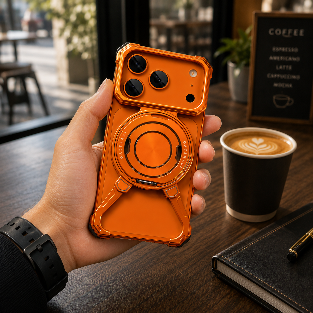Premium iPhone Case MagSafe Metal Frameless Shockproof Bumper Cover 360° Rotating Ring Stand Magnetic Grip Protective Slim Open Back Minimalist Design