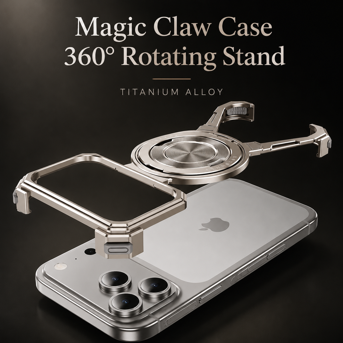 Premium iPhone Case MagSafe Metal Frameless Shockproof Bumper Cover 360° Rotating Ring Stand Magnetic Grip Protective Slim Open Back Minimalist Design