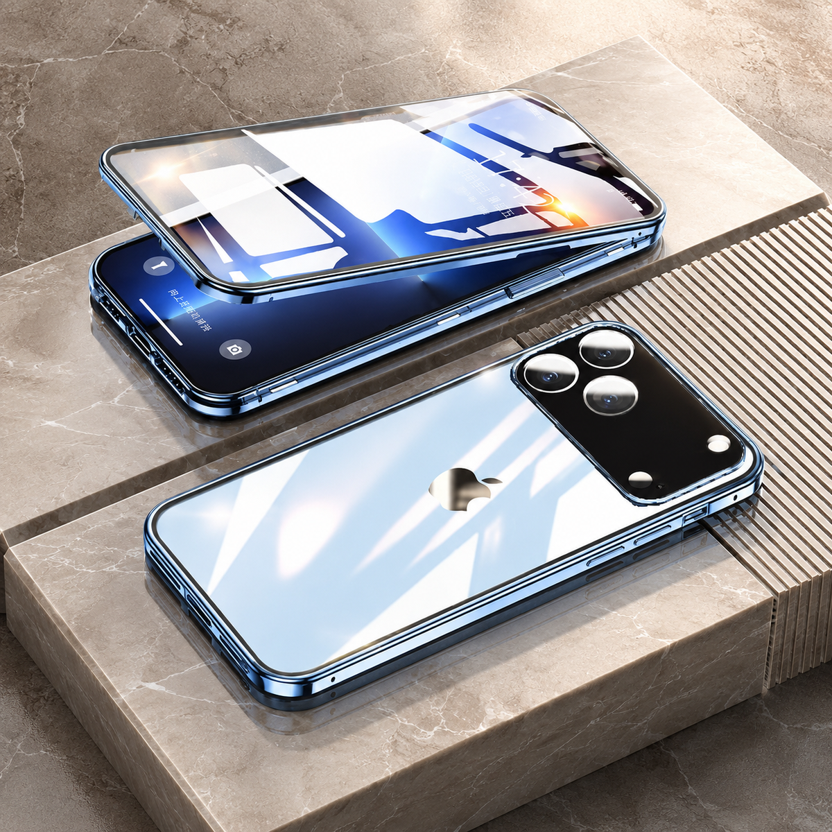Premium iPhone Case MagSafe Metal Magnetic Double Sided Tempered Glass Shockproof Full Coverage Clear Protective Cover Lock Catch Slim Secure Frame
