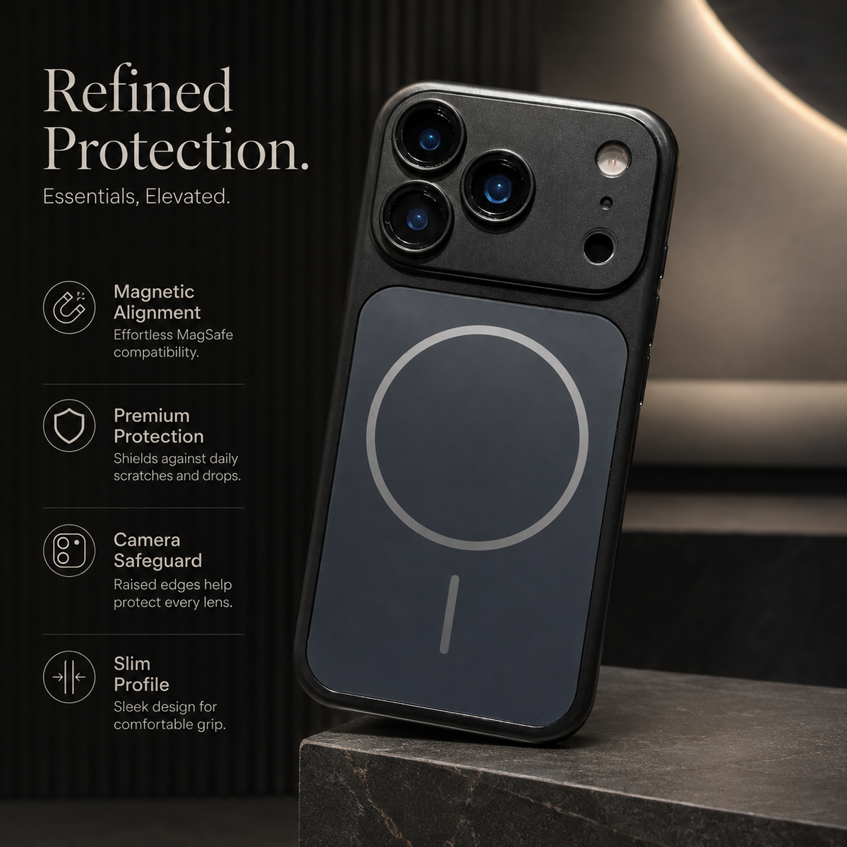 Premium iPhone Case MagSafe Metallic Magnetic Shockproof Hard PC Protective Cover Slim Anti Scratch Camera Protection Lightweight Modern Full Coverage Case
