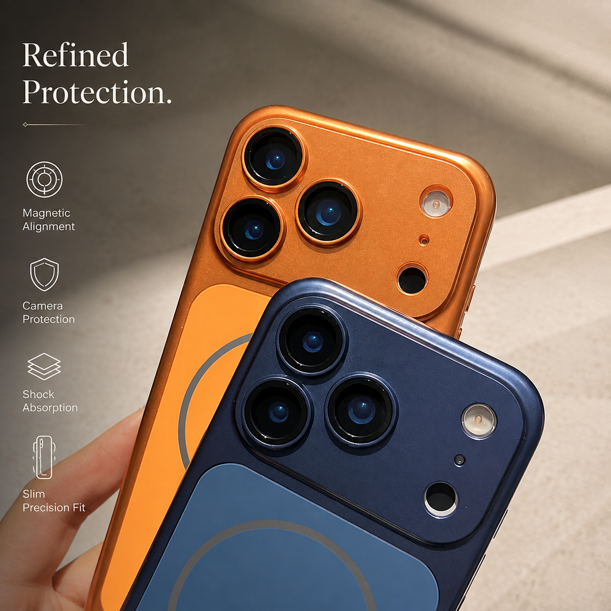 Premium iPhone Case MagSafe Metallic Magnetic Shockproof Hard PC Protective Cover Slim Anti Scratch Camera Protection Lightweight Modern Full Coverage Case