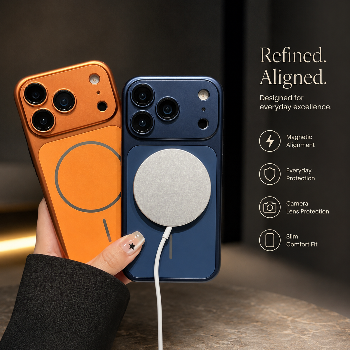 Premium iPhone Case MagSafe Metallic Magnetic Shockproof Hard PC Protective Cover Slim Anti Scratch Camera Protection Lightweight Modern Full Coverage Case