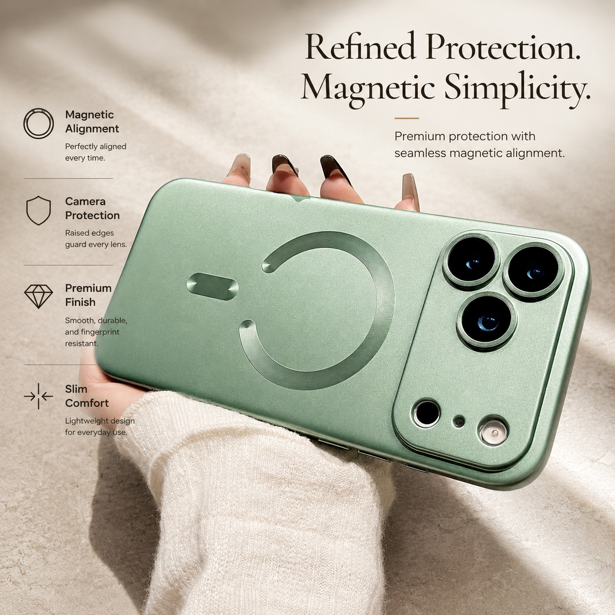Premium iPhone Case MagSafe Metallic Paint Magnetic Protective Cover Camera Lens Protection Anti Fingerprint Anti Scratch Slim Wireless Charging Design