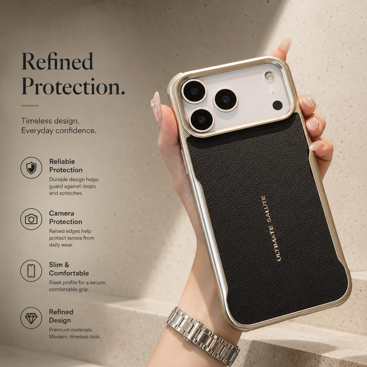 Premium iPhone Case MagSafe PU Leather Magnetic Protective Cover Shockproof PC Frame Anti Scratch Dustproof Non Slip Slim Full Coverage Modern Design