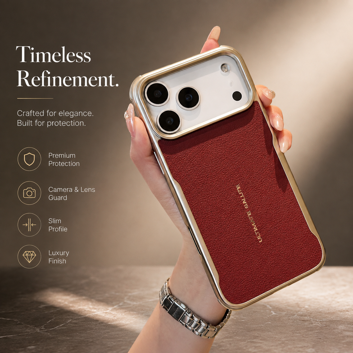 Premium iPhone Case MagSafe PU Leather Magnetic Protective Cover Shockproof PC Frame Anti Scratch Dustproof Non Slip Slim Full Coverage Modern Design